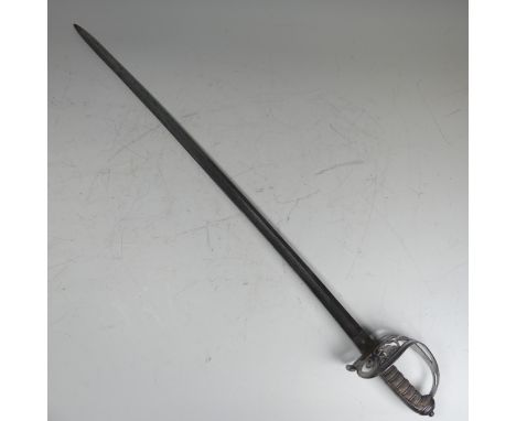 An Irish possibly 1827 Pattern Officers Sword, steel hilt of regulation pattern&nbsp;and shagreen wirebound grip, blade 81.5 