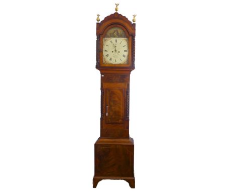 A mid-19th century mahogany ‘Rocking Ship’ 8-day Longcase Clock, signed S. Magnus, Swansea, with two-weight movement striking