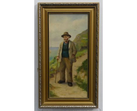 David Wood Haddon&nbsp;(Exh. 1884-1914), Portrait of fisherman, oil on board, signed “D. W. Haddon”, 20cm x 15cm, framed, tog