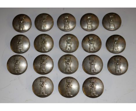 A set of eighteen early 19th century silvered metal livery buttons, by Edward Armfield, Birmingham, stamped, each cast with t