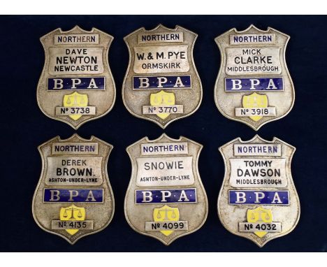 Horse Racing - a collection Bookmakers Protection Association Badges, Northern, each decorated in blue and yellow enamel and 