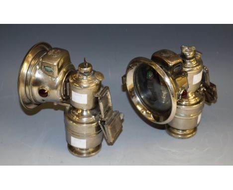 A P & H Limited Birmingham GB, Panther bicycle lamp, in chrome,  16cm high, c.1920;  another (2)