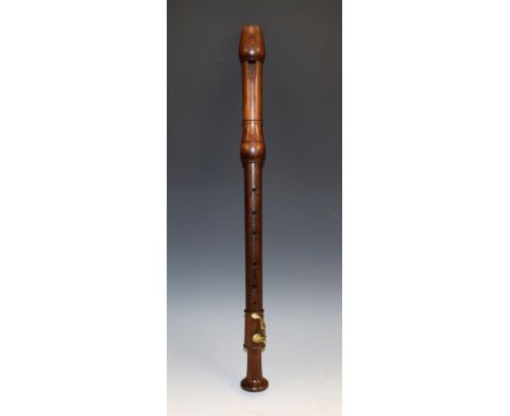 An early 19th century three-piece rosewood tenor recorder, 61cm long 