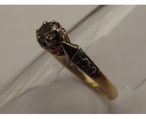 18 carat gold and solitaire diamond ring, size M