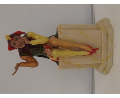 Carlton Ware Prototype figure of a seated Jester, height 21cm 