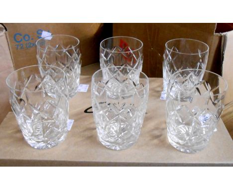 A box containing six Webb Corbett cut glass tumblers