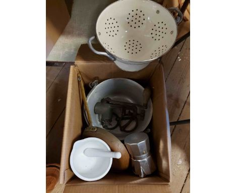 Two boxes containing a quantity of assorted kitchenalia