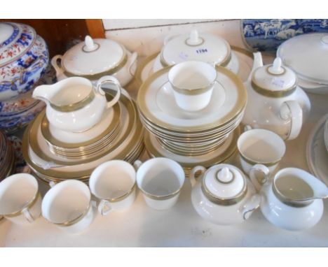 A quantity of Royal Doulton bone china tableware decorated in the 'Belvedere' pattern comprising teapot, milk jug, sucrier, s