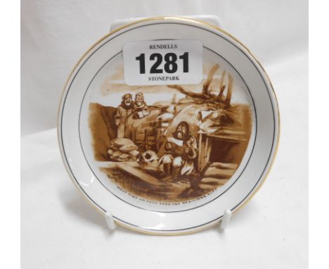 A WWI Grimwades pottery pin dish with Bruce Bairnsfather 'Old Bill' decoration