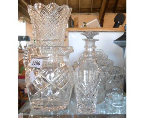 A small quantity of glassware including early 19th Century decanter, bowls, jug, vase, etc.