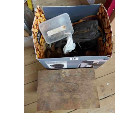 A box containing a quantity of assorted tools and other items including brace and bits, etc.