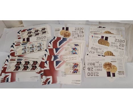 A collection of 2012 Olympics 'Gold Medal Winners' FDCs and Paralympics examples - with related info cards