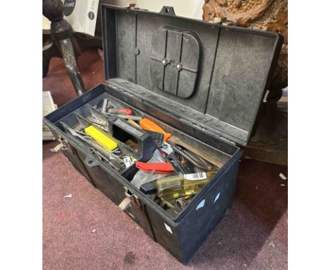 A professional 'Tuff-Box' toolbox containing assorted tools