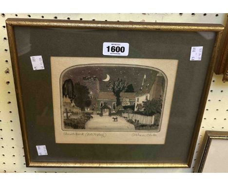 †Graham Clarke: a gilt framed pencil signed and inscribed artist's proof colour etching entitled "Church Yard" - image 13.5cm