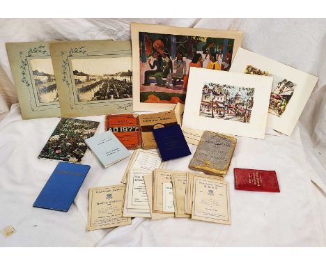 A small collection of vintage school sports and other club fixtures booklets, also other small automobile and gardening publi