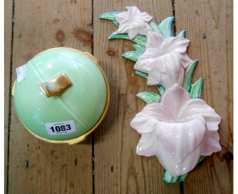 An Art Deco Carltonware Australian design wall pocket of cascading floral design - sold with a similar Art Deco powder bowl