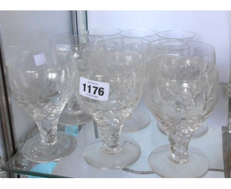 A set of six Stuart Crystal goblets with cut decoration - sold with a set of six cut glass tumblers