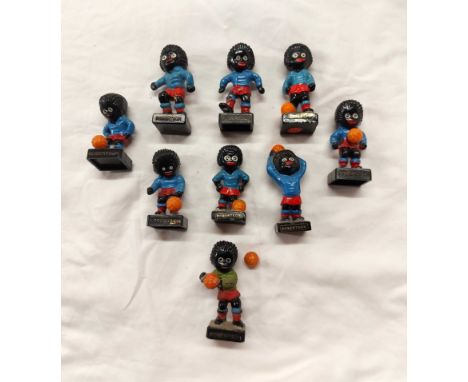 Nine vintage Robetson's Jam advertising football figures