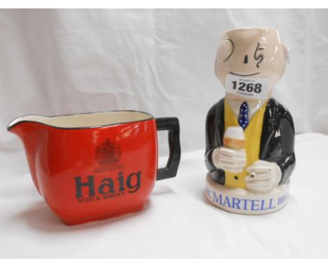 A Sandland Martell brandy advertising Toby jug - sold with a Carltonware Haig scotch whisky pub water jug
