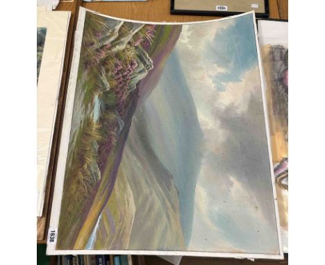 Rubens Southey: an unframed gouache painting titled in pencil to the margin 'Valley of the Okement n'r Yes Tor, Dartmoor' - s