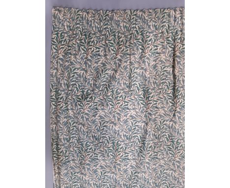 One pair lined curtains in William Morris 'Willow Bough' print by Sanderson, with pencil pleat heading, for repair or for fab