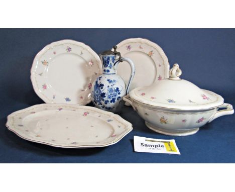 A collection of German Rosenthal pattern dinnerwares in the Chippendale pattern including sauce boat with integral stand, pai