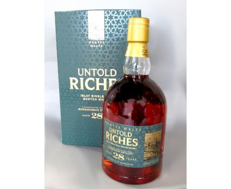 Wemyss Malts Untold Riches Islay Single Malt Scotch Whiskey, Age 28 Years, in original box, (the back of box af) 