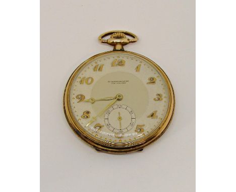 A good vintage gold plated G Chambers &amp; Sons of Colchester slim pocket watch, with textured chapter ring, gilt Arabic num