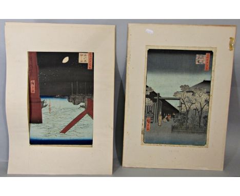 Uta Gawa Hiroshige (Japanese 1797-1858) - Coloured wood block print on paper, 35.5 x 24cm approx sheet size, together with a 