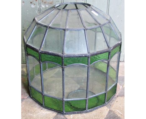A leaded light terrarium 35 cm wide x 35 cm high approx 