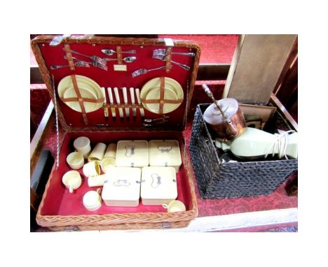 A wicker picnic hamper with contents by Coracle and a further collection of miscellaneous items