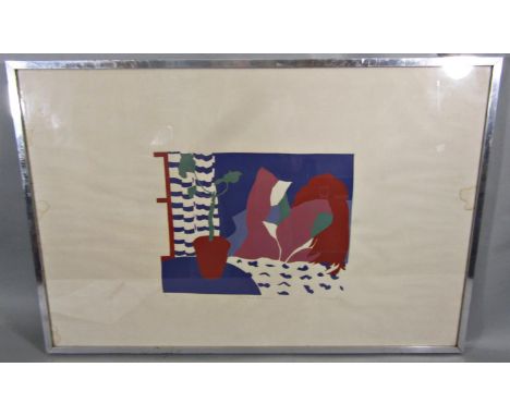 Milward (20th century British) - Girl and Geranium, signed coloured limited edition screen print, 2/10, 19 x 74cm approx, in 