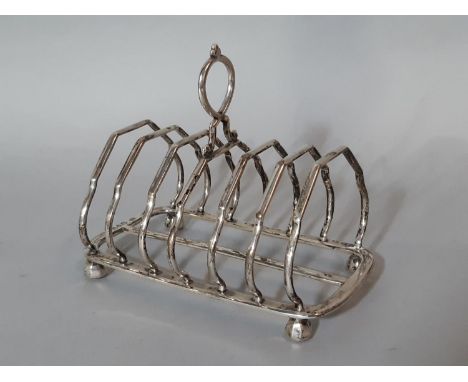 Silver six divisional toast rack, Henry Wilkinson &amp; Co, London 1891, 6.3oz 