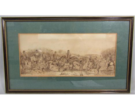 19th century British school in the manner of John Leech - Set of three studies of hunting scenes with lady riding side saddle