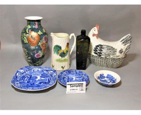 A collection of ceramics and glassware including a Masons fruit basket pattern tureen cover and ladle, together with a matchi