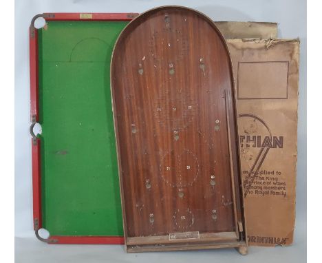 Vintage boxed bagatelle board 'Corinthian' length 79cm  together with a small snooker table 'The Junior Joe Davis' and a 'Fre