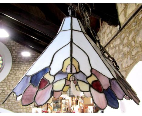 A Tiffany style leaded glass ceiling light shade, 38cm diameter 