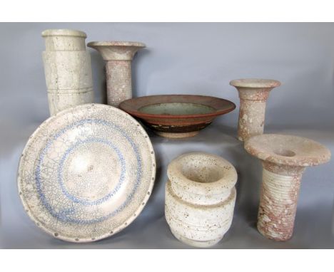 Studio pottery celadon glazed dish by Robin Welch, together with a collection of further studio pottery type ceramics and sto