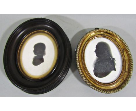 18th century British school - Miniature silhouette profile portrait of a gentleman, no signature visible, label verso - Perfe