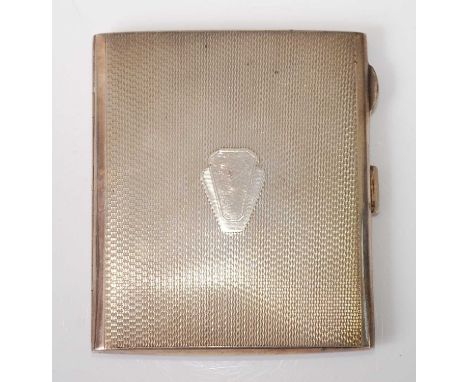 An Art Deco silver pocket cigarette case, having engine turned exterior and a gilt washed interior, maker William Neale &amp;