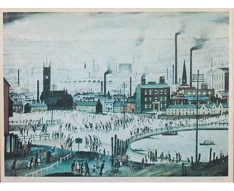 Laurence Stephen Lowry (1887-1976) - An Industrial Town, offset lithograph, signed and numbered 398/500 in pencil to the lowe