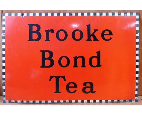 An early 20th century enamel on metal advertising sign for Brooke Bond Tea, 51 x 76cm