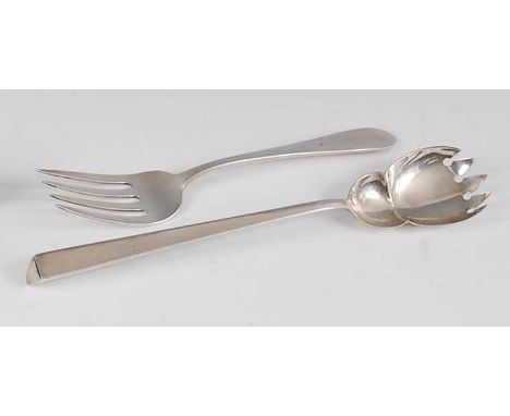 An early 20th century American sterling silver salad fork by Gorham, length 22.5cm; together with an early 20th century silve