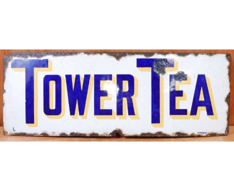 An early 20th century enamel on metal advertising sign for Tower Tea, 26 x 71cm
