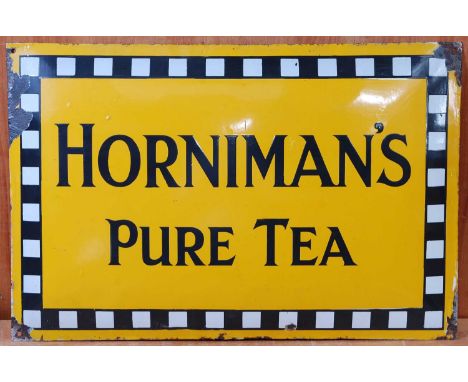 An early 20th century enamel on metal advertising sign for Horniman's Pure Tea, 49.5 x 74.5cm