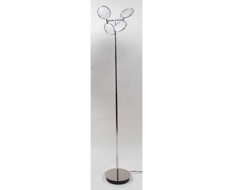 Fontana Arte - a Nobi Terra Quatro 3599 chrome floor lamp, having tilting and rotating shades, with original paperwork, h.185