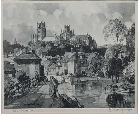 Leonard Russell Squirrel (1893-1979) - Ely Cathedral, lithographic print, signed in pencil to lower right margin, visible she