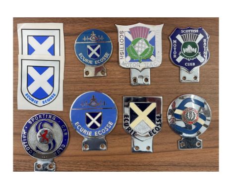 A group of rare early post-war Car Club badges.Including Ecurie Ecosse (3 variants), Scottish Motor Racing Club (2) Scottish 