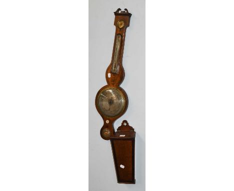 A Brass Inlaid rosewood Wheel Barometer, circa 1830 and a cross banded oak candle box