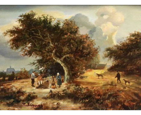 Modern Dutch SchoolFrozen river landscapeOil on panel, together with two further landscapes signed *Simons, and another signe